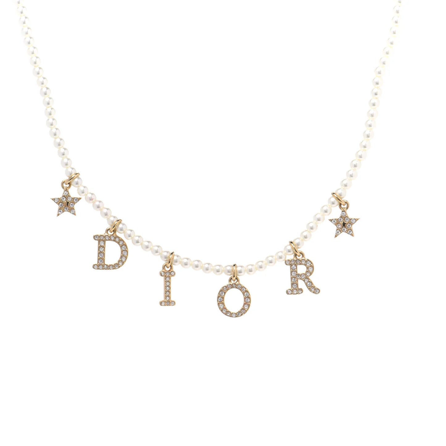 DIOR PEARL & DIAMANTÉ SPELLOUT NECKLACE (SUPER RARE)