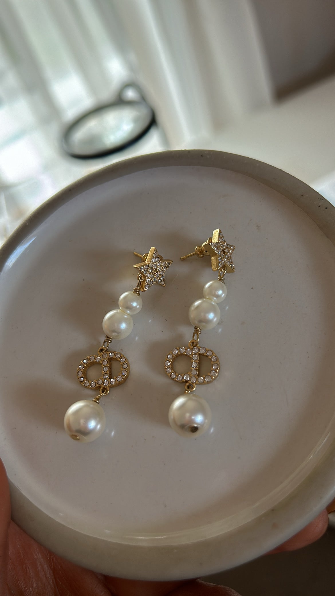 DIOR CD PEAR DROP EARRINGS