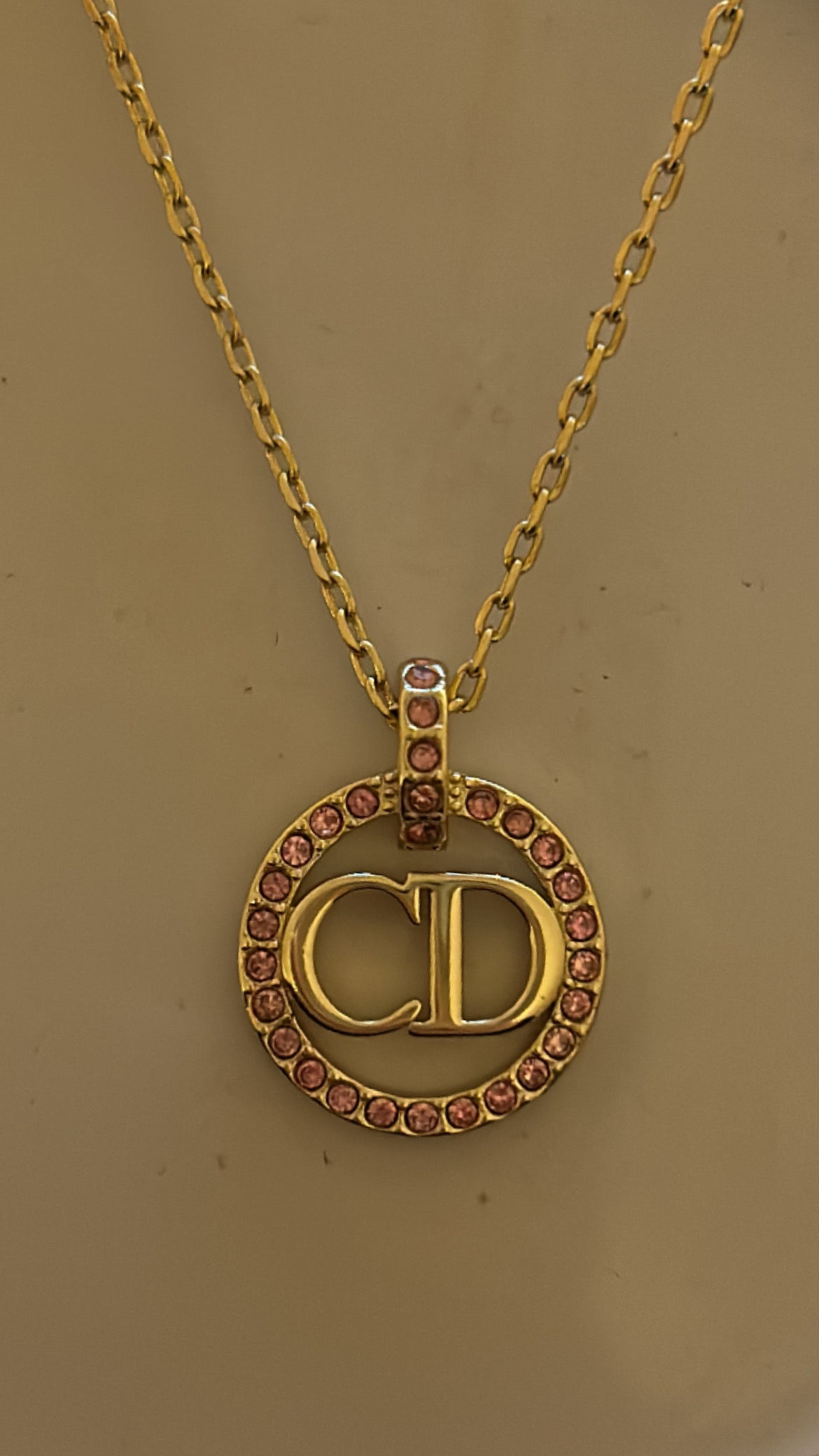 DIOR CD PINK CIRCLE NECKLACE