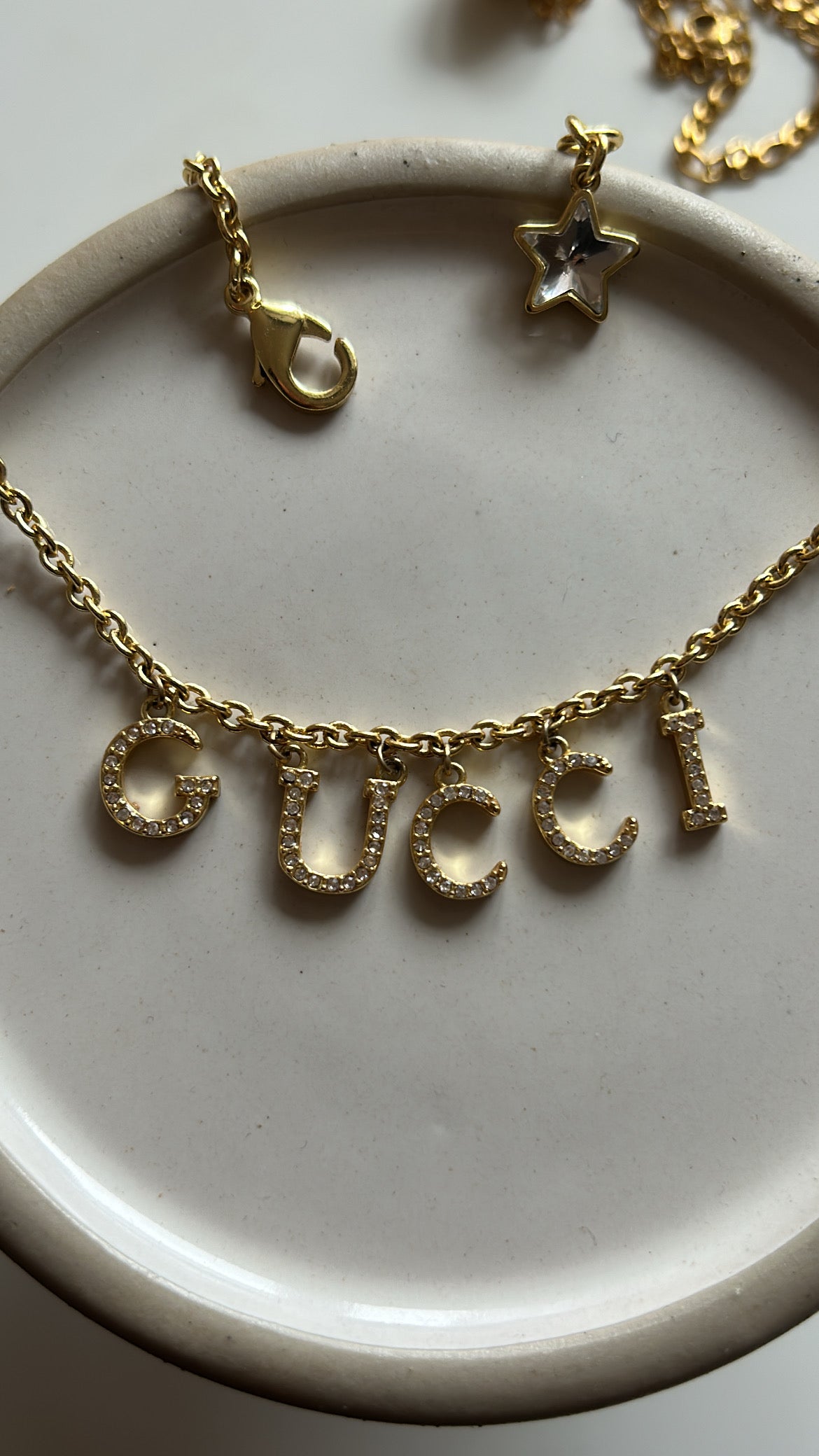 GUCCI DIAMANTÉ LETTER NECKLACE – Victoria Luxe Reworked