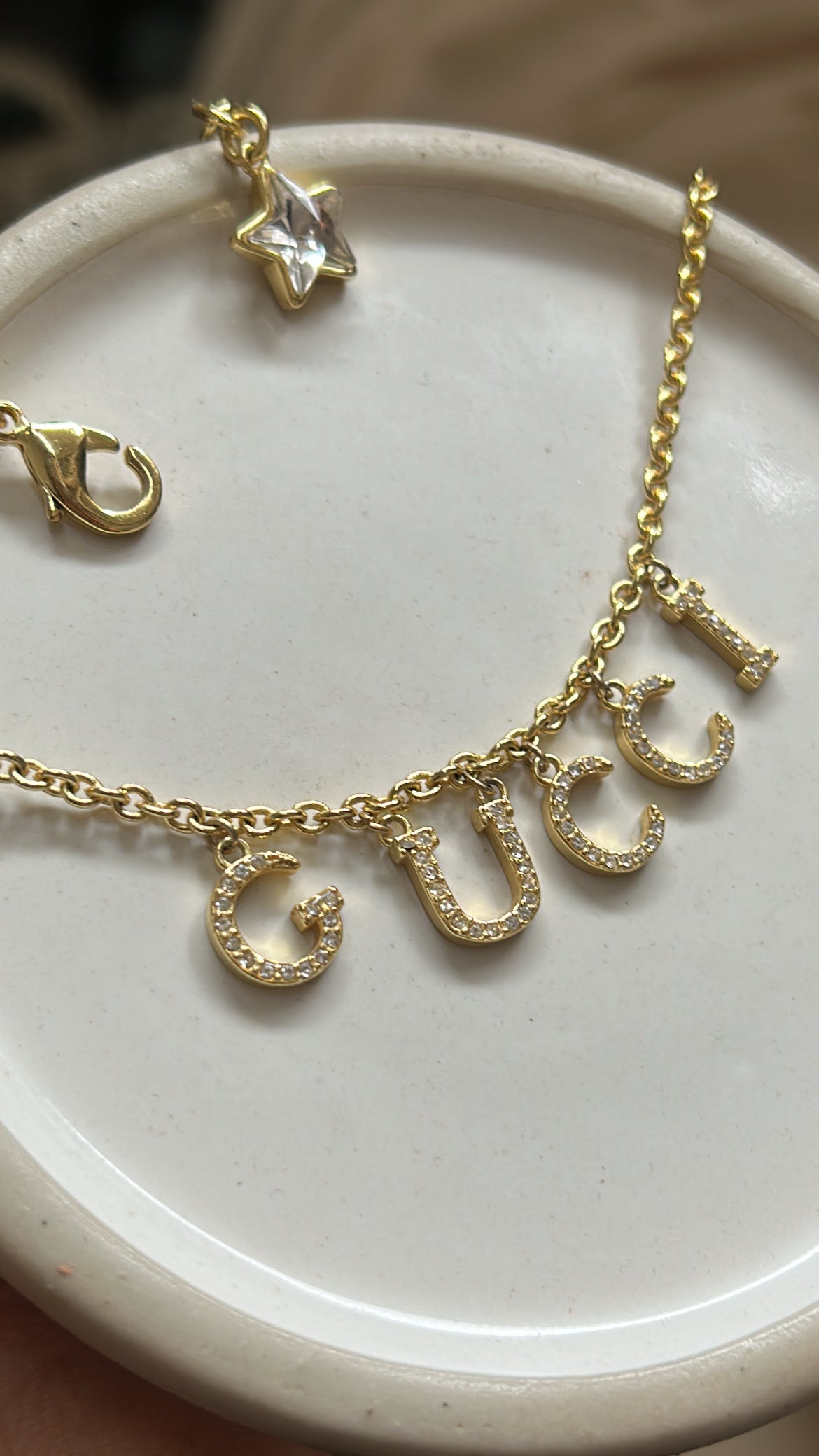 GUCCI DIAMANTÉ LETTER NECKLACE
