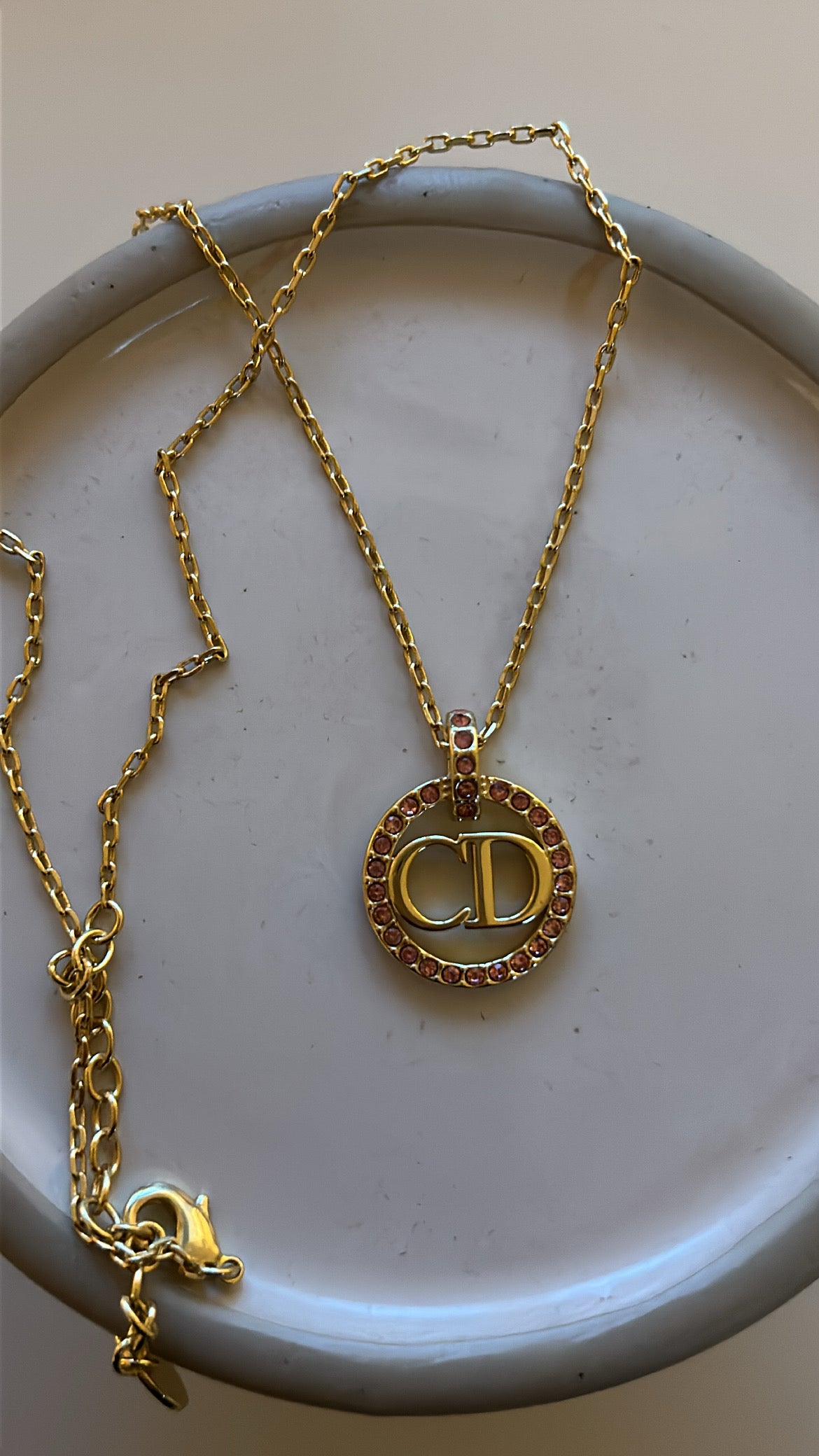 DIOR CD PINK CIRCLE NECKLACE
