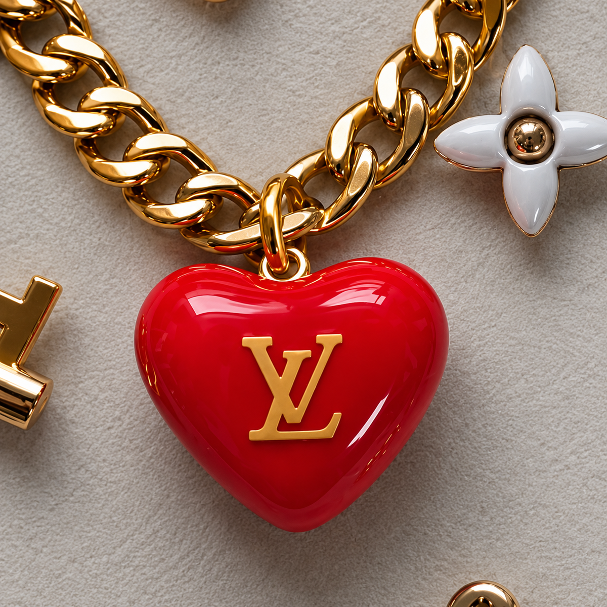 LOUIS VUITTON RED ACRYLIC HEART NECKLACE (pre-order)