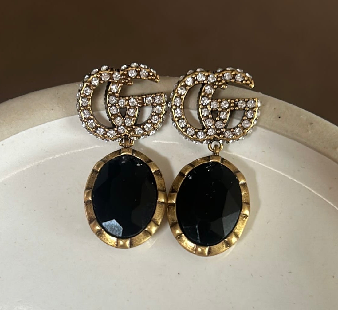 GUCCI DIAMANTÉ BLACK EARRINGS (pre-order)