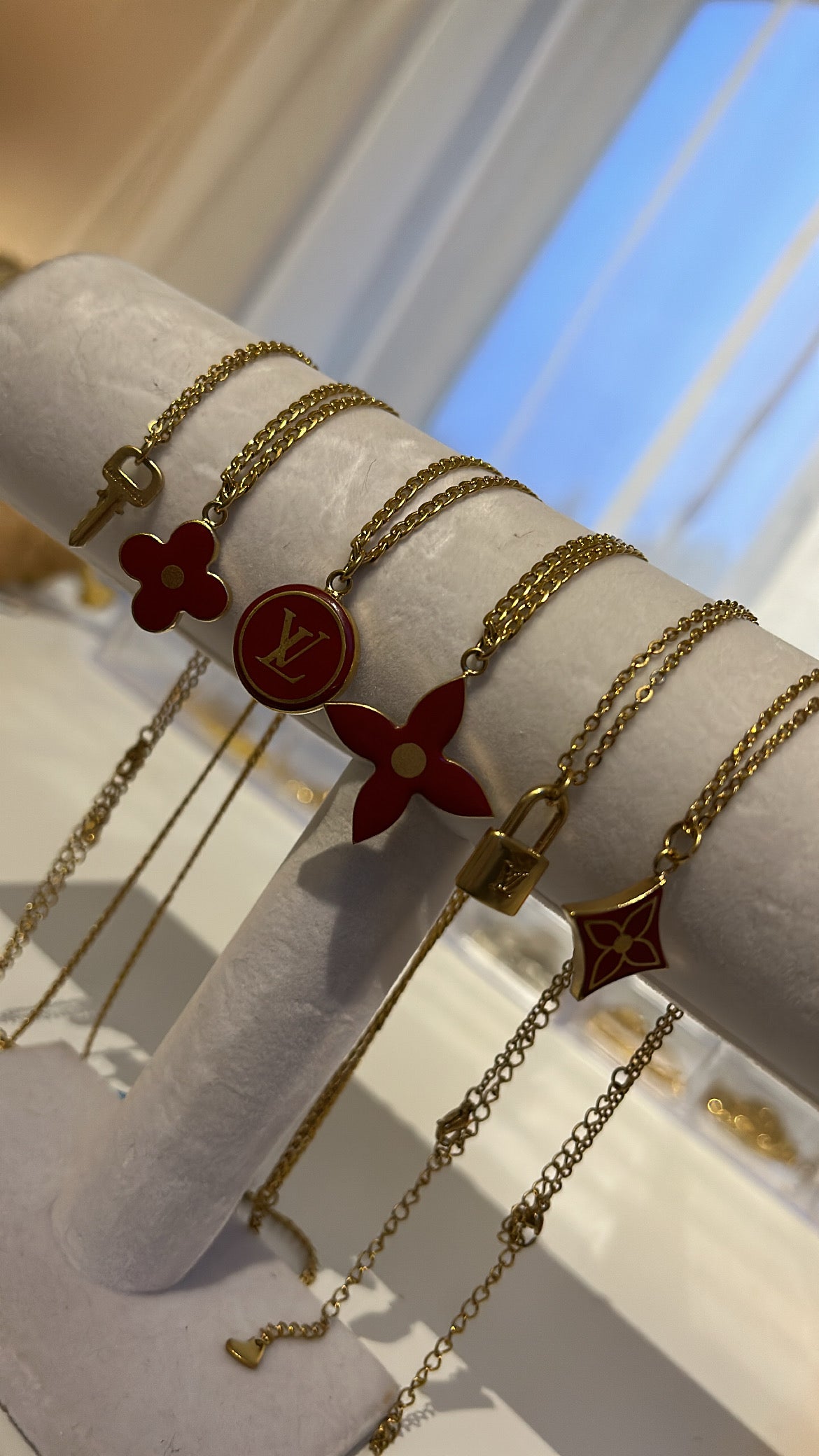 LOUIS VUITTON CHERRY & GOLD MONOGRAM NECKACE
