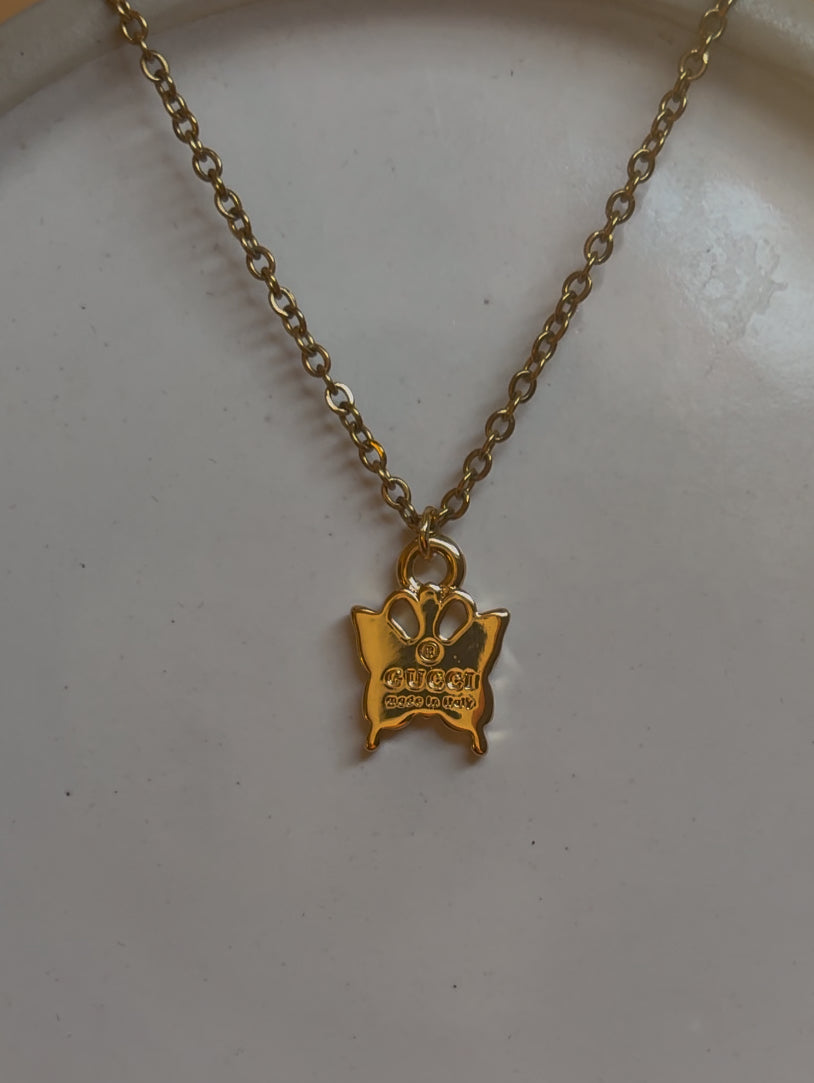 GUCCI DAINTY BUTTERFLY NECKLACE GOLD