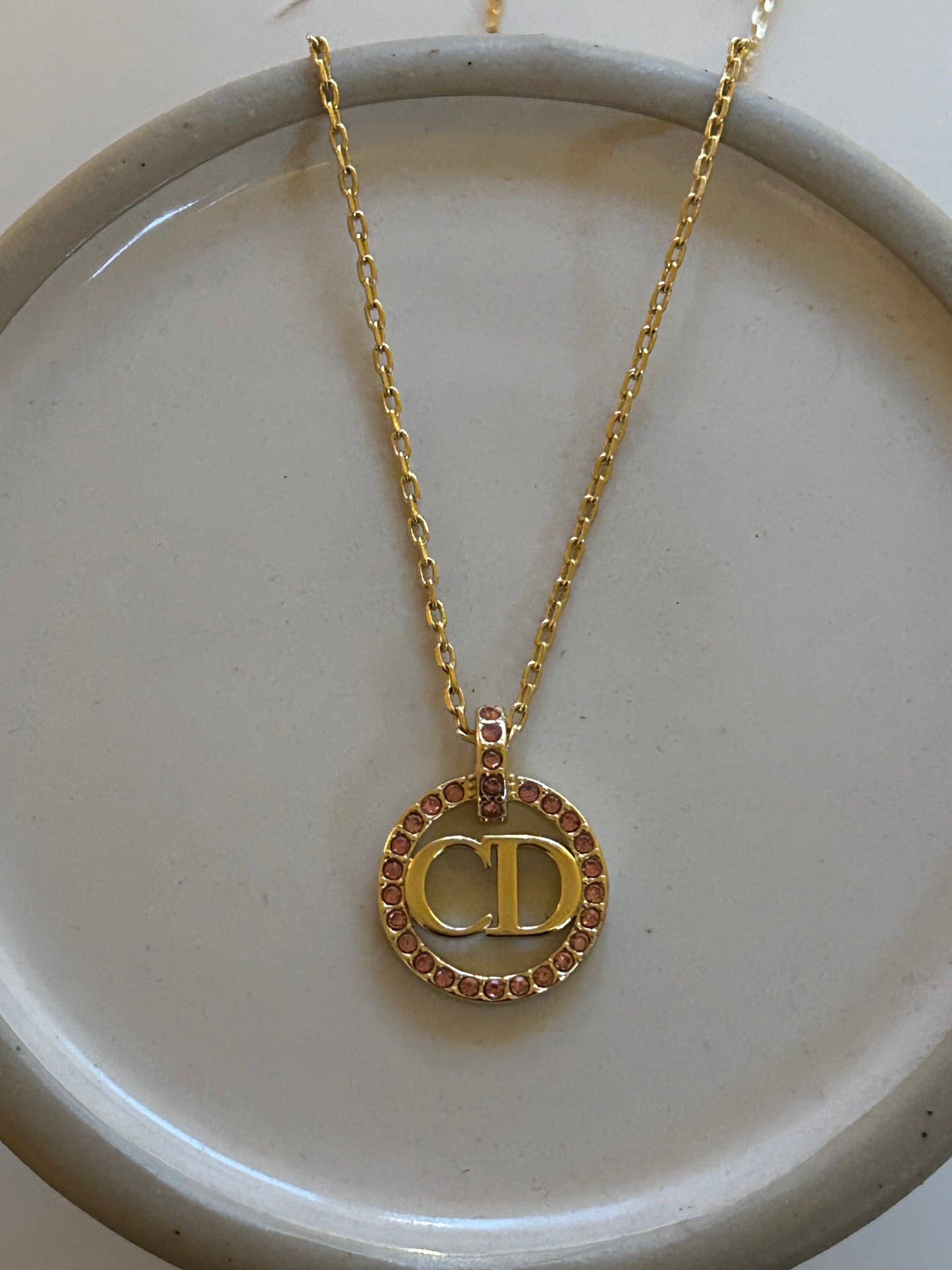 DIOR CD PINK CIRCLE NECKLACE