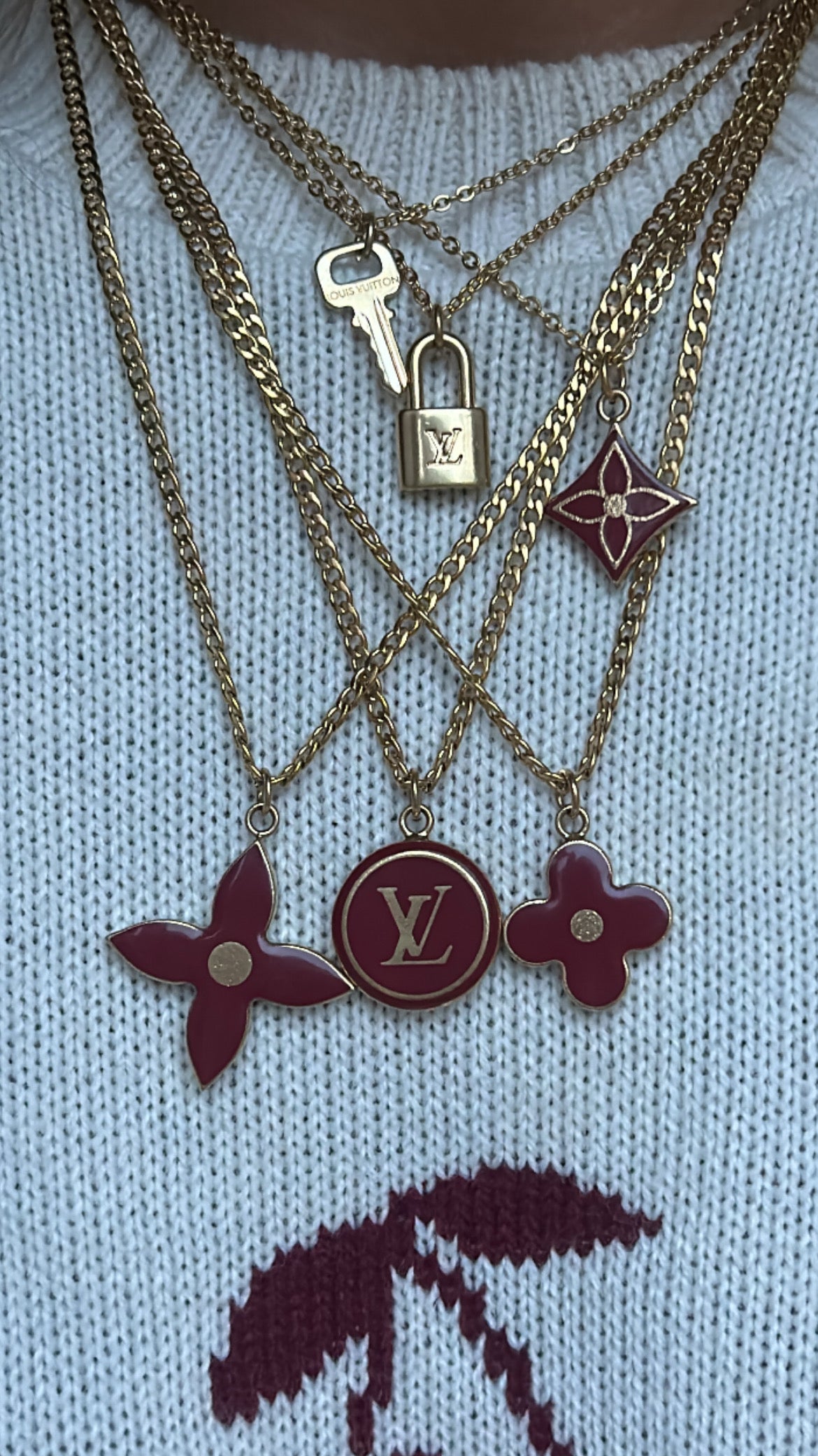 LOUIS VUITTON CHERRY LETTER NECKACE