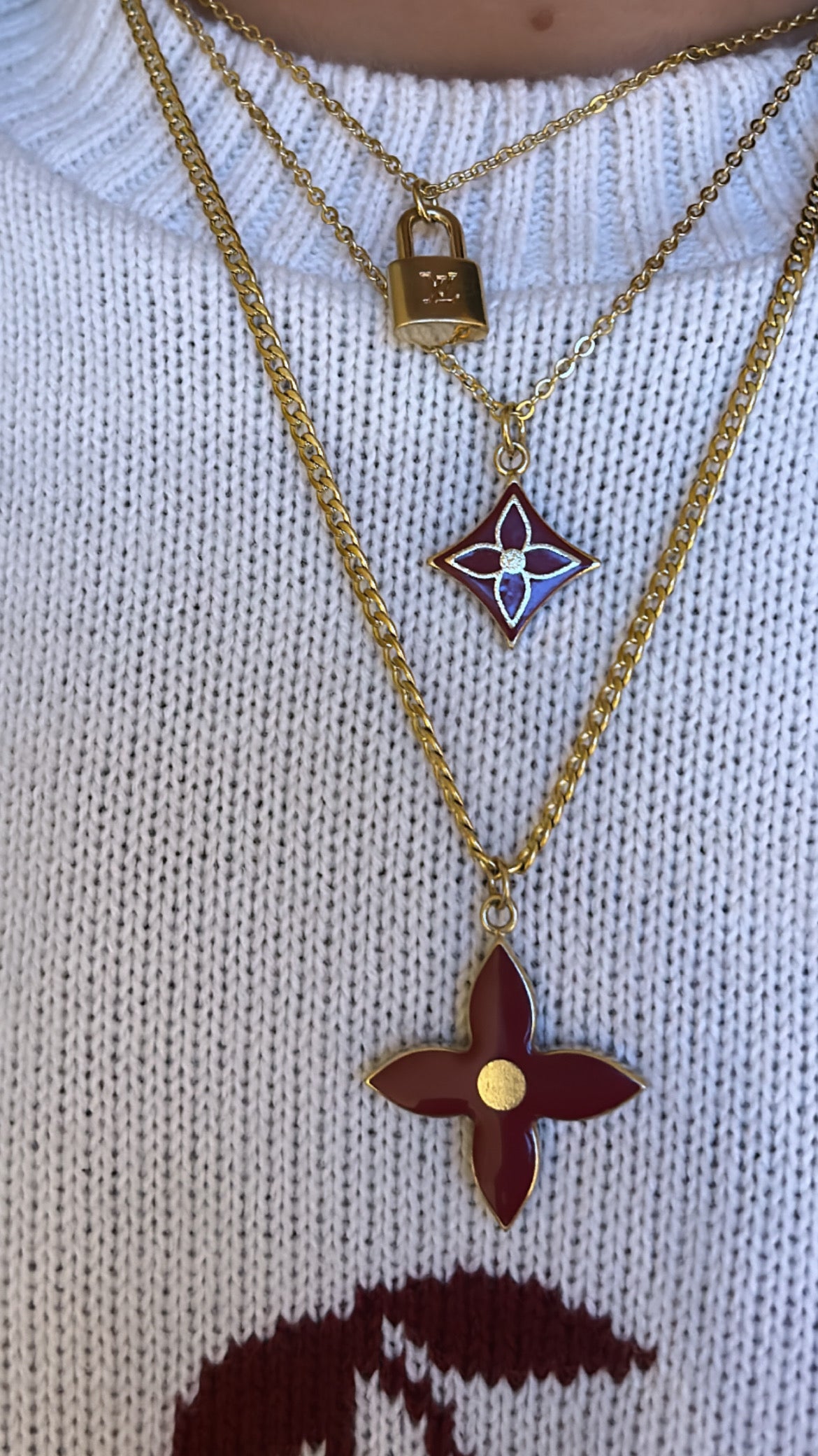 LOUIS VUITTON CHERRY & GOLD MONOGRAM NECKACE