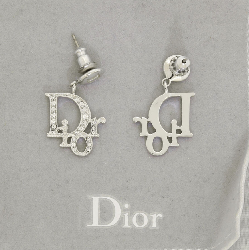 DIOR LETTER DIAMANTÉ EARRINGS