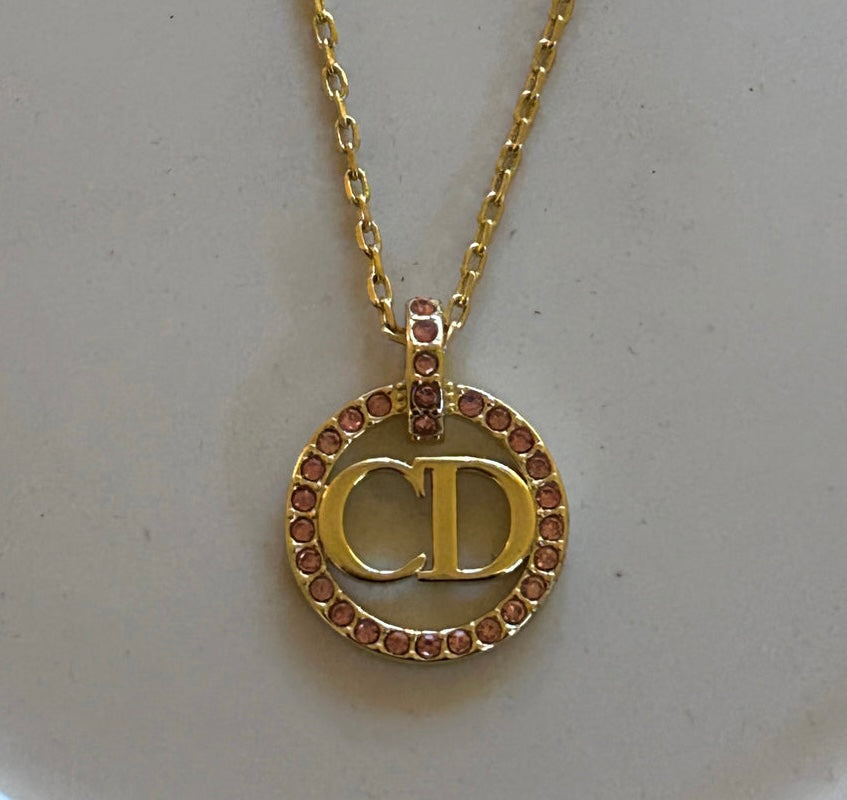 DIOR CD PINK CIRCLE NECKLACE