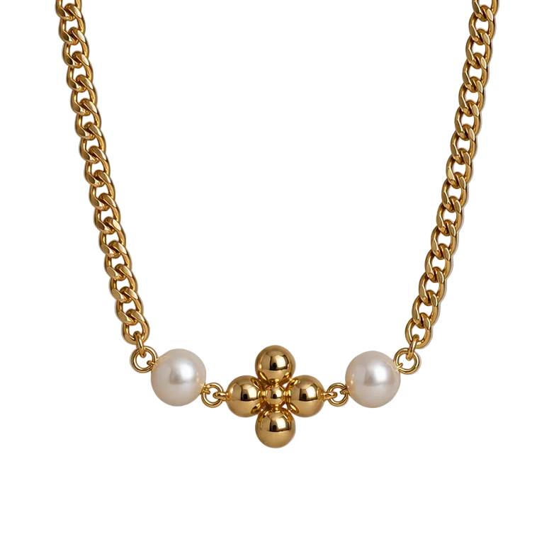 LOUIS VUITTON PEARL LOGO CUBAN NECKLACE