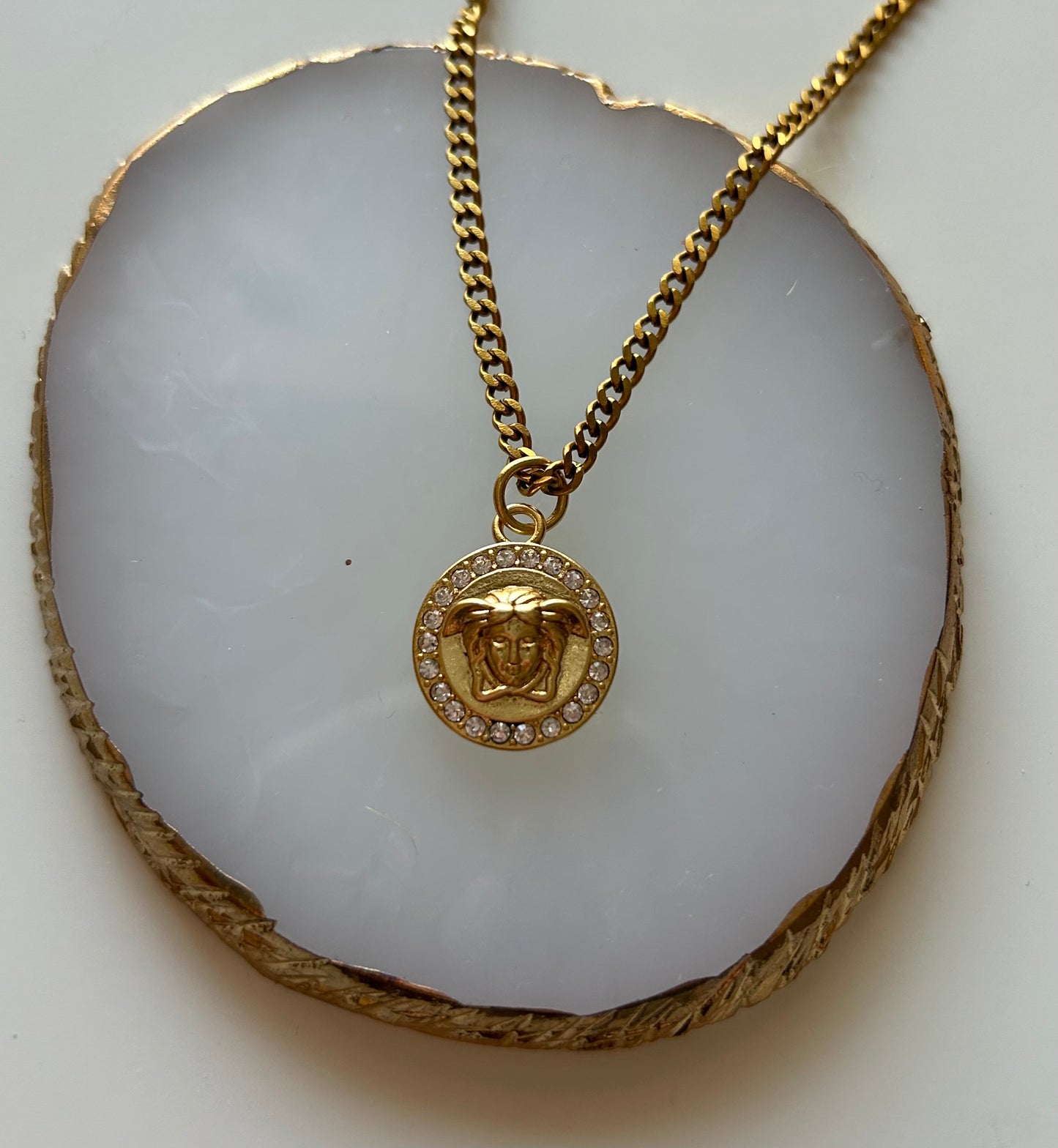 VERSACE DAINTY MEDUSA COIN NECKLACE