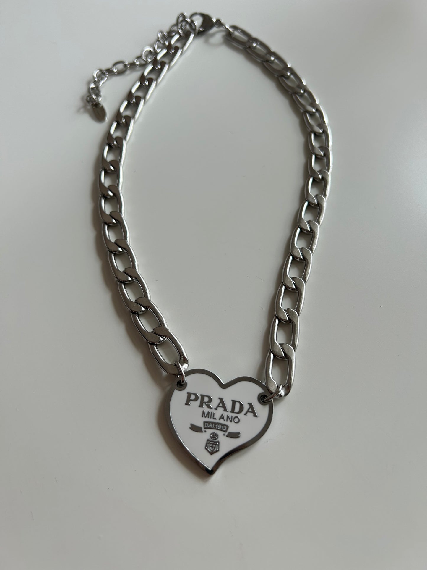 PRADA HEART NECKLACE (CHUNKY SILVER) (pre-order)