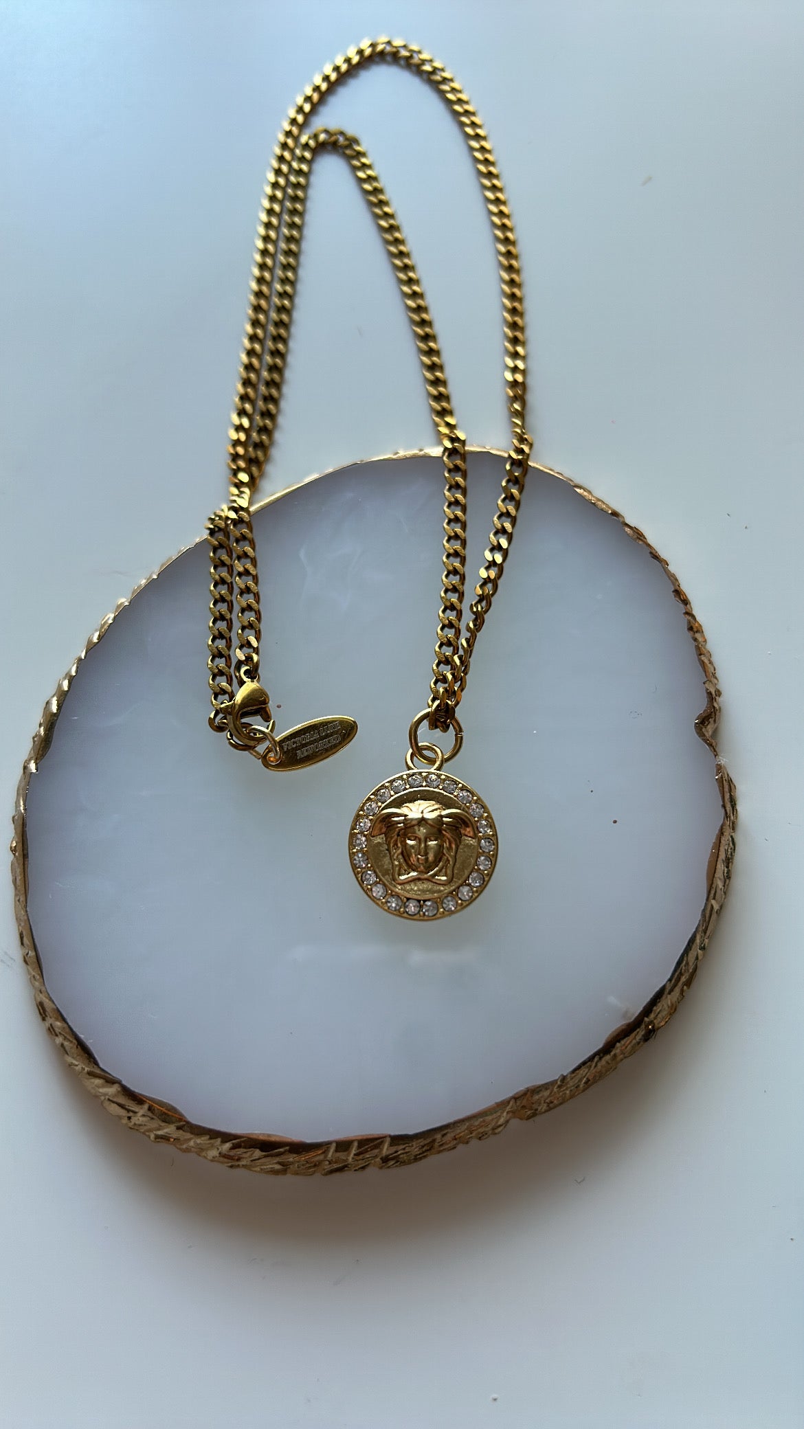 VERSACE DAINTY MEDUSA COIN NECKLACE