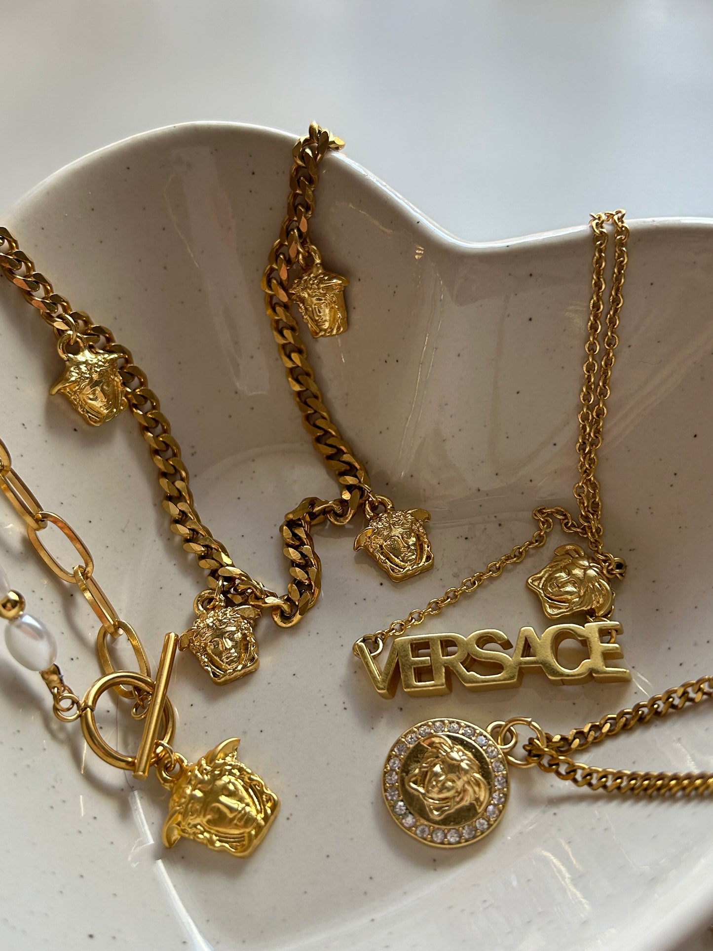VERSACE DAINTY MEDUSA COIN NECKLACE