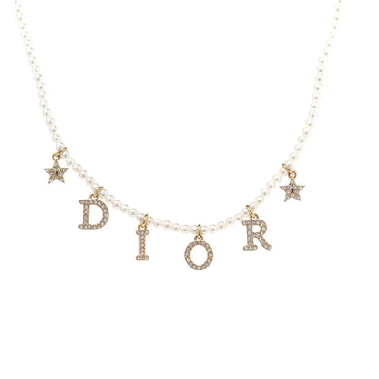 DIOR PEARL & DIAMANTÉ SPELLOUT NECKLACE (SUPER RARE)