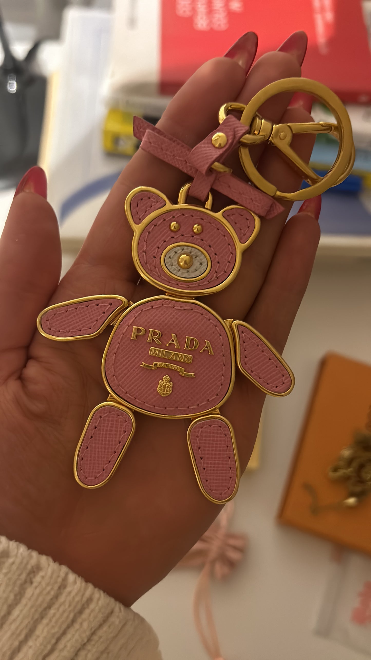 PRADA PINK BEAR BAG/KEY CHARM