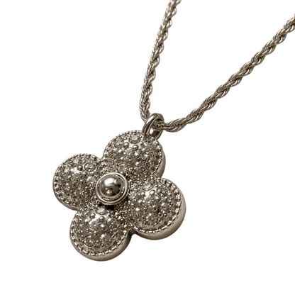 LOUIS VUITTON DIAMANTÈ CHUNKY FLORA NECKLACE SILVER