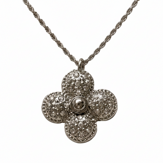 LOUIS VUITTON DIAMANTÈ CHUNKY FLORA NECKLACE SILVER