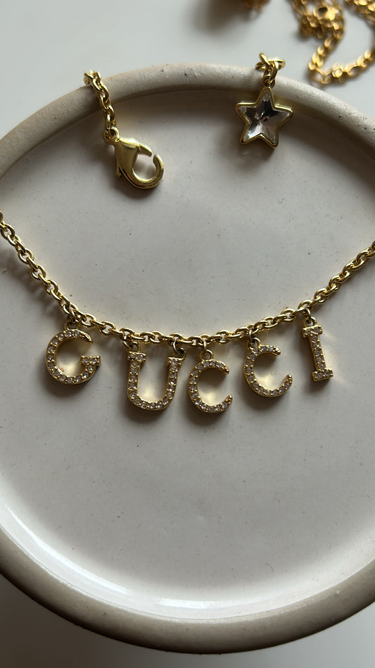 GUCCI DIAMANTÉ LETTER NECKLACE