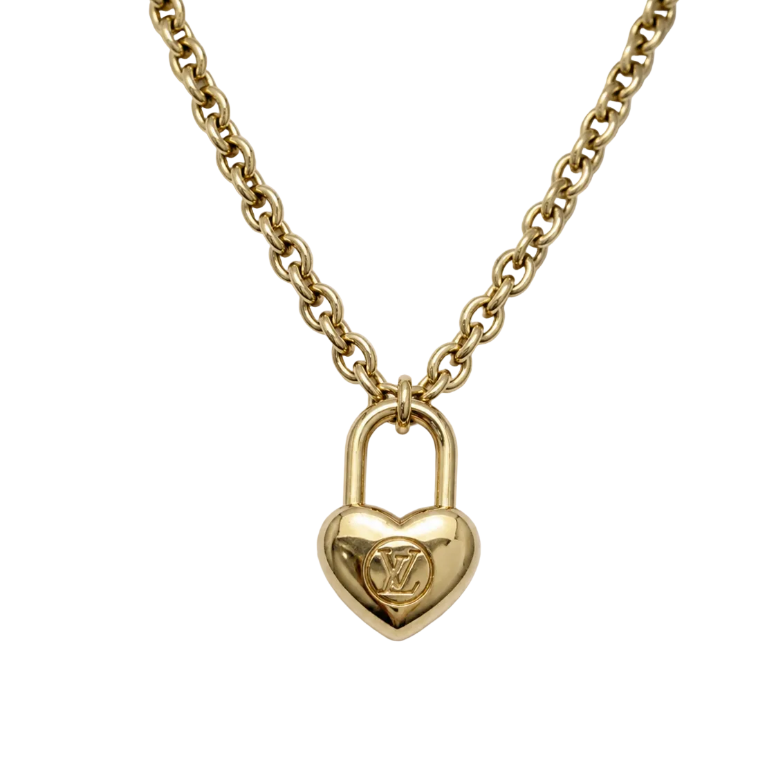 LOUIS VUITTON LARGE LOCK HEART NECKLACE