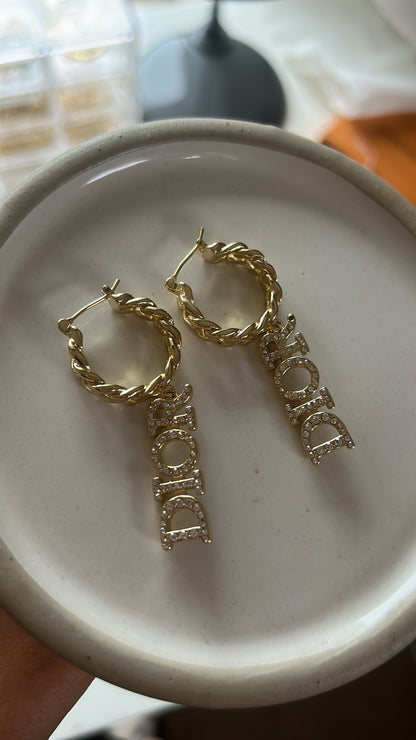 DIOR LETTER DROP EARRINGS