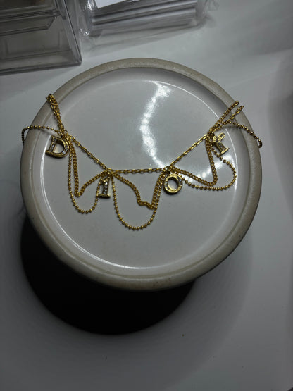 DIOR DIAMANTÈ DRAPE SPELLOUT NECKLACE (rare)