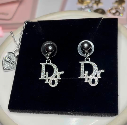 DIOR LETTER DIAMANTÉ EARRINGS