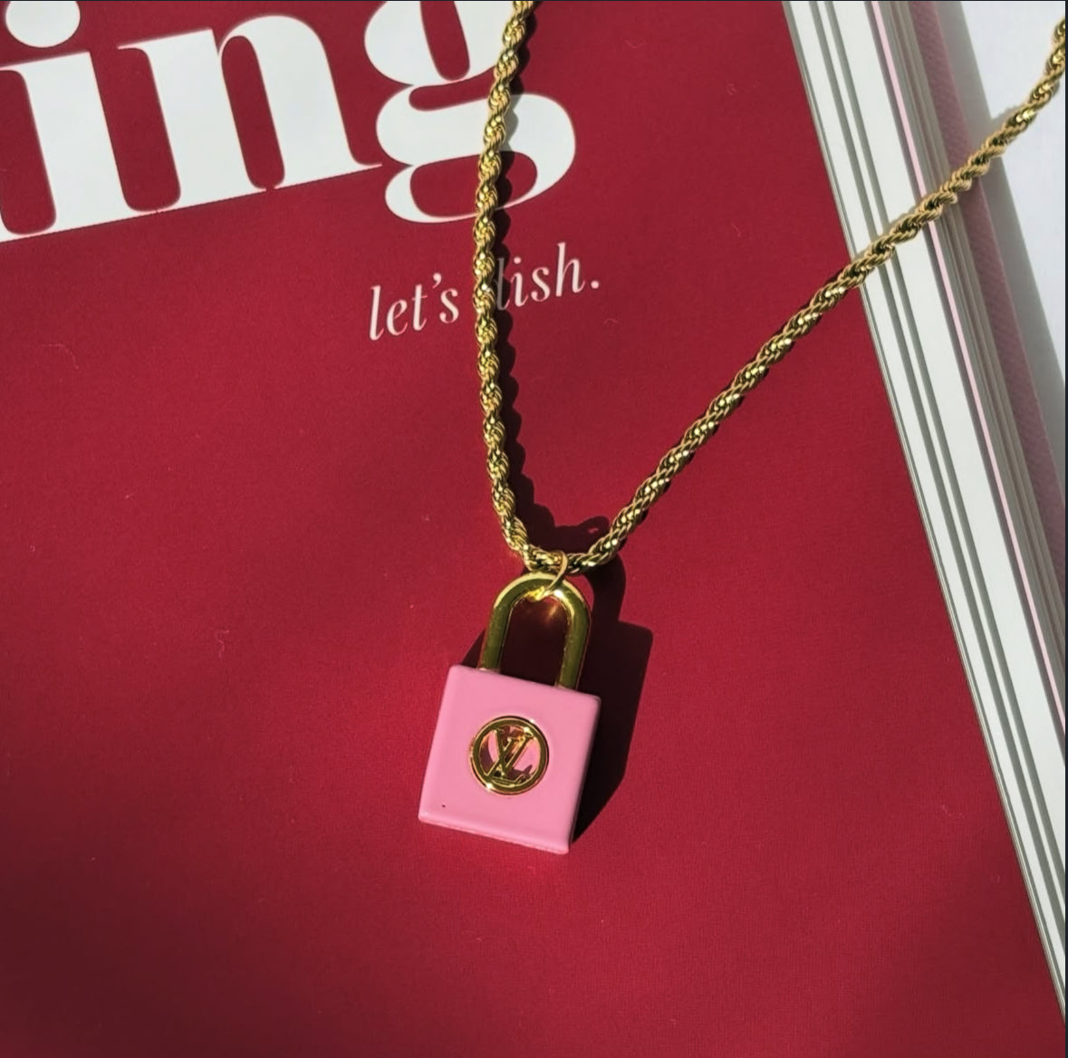 LOUIS VUITTON PINK PADLOCK ICONICS NECKLACE