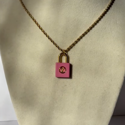 LOUIS VUITTON PINK PADLOCK ICONICS NECKLACE