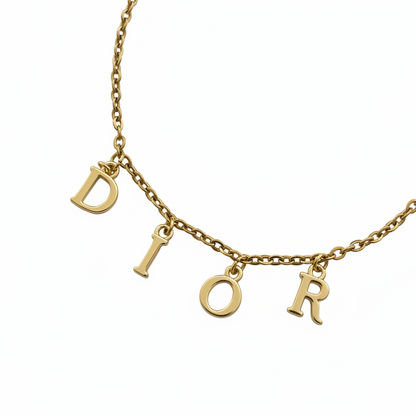DIOR GOLD LETTER DAINTY NECKLACE
