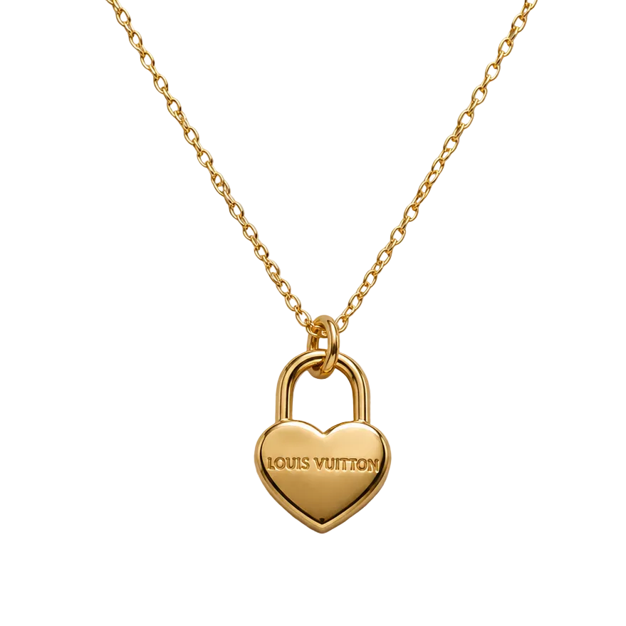 LOUIS VUITTON PADLOCK DAINTY HEART CHARM NECKLACE