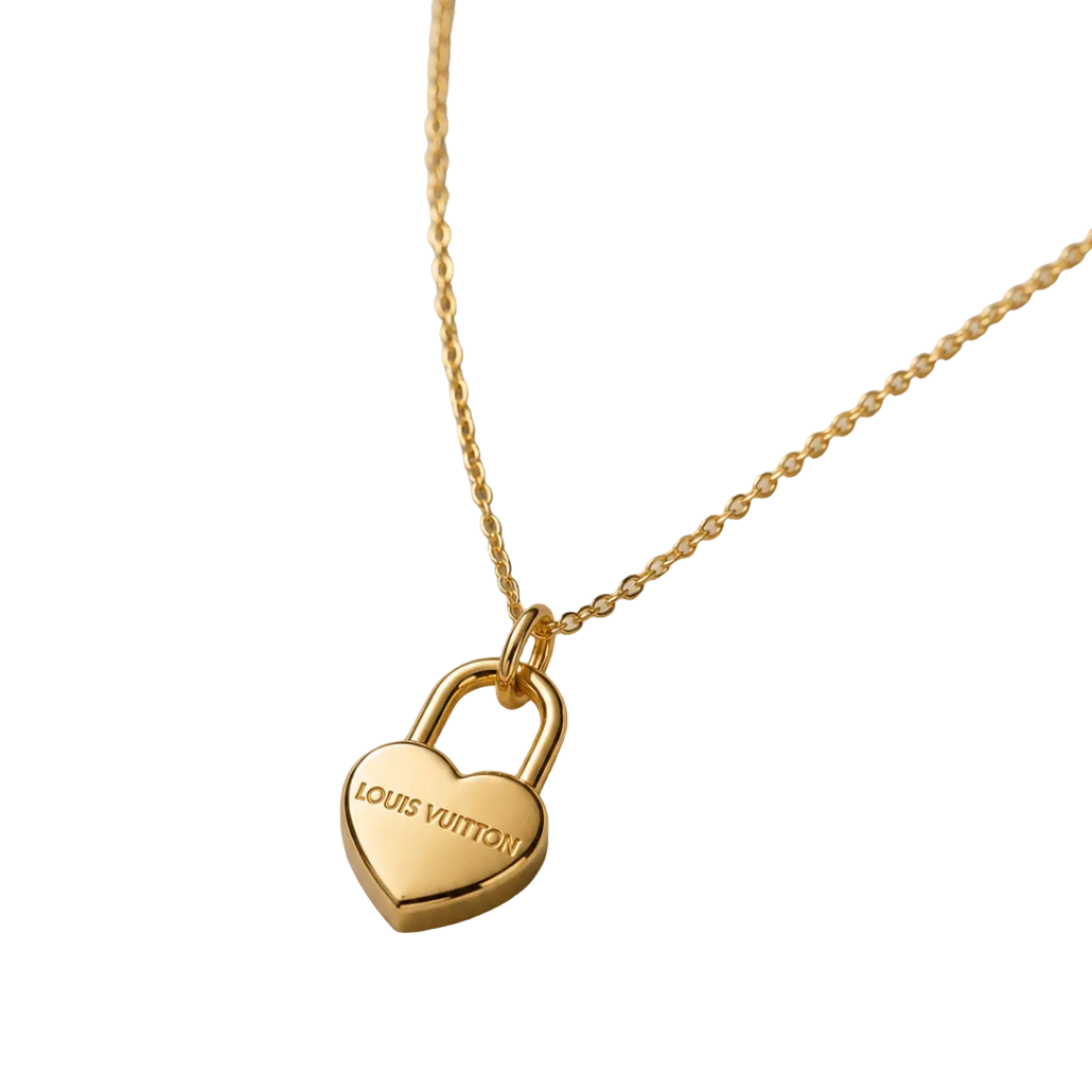 LOUIS VUITTON PADLOCK DAINTY HEART CHARM NECKLACE