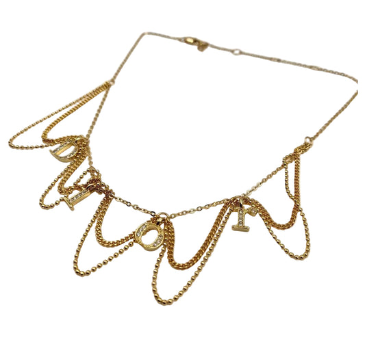 DIOR DIAMANTÈ DRAPE SPELLOUT NECKLACE (PRE-ORDER)