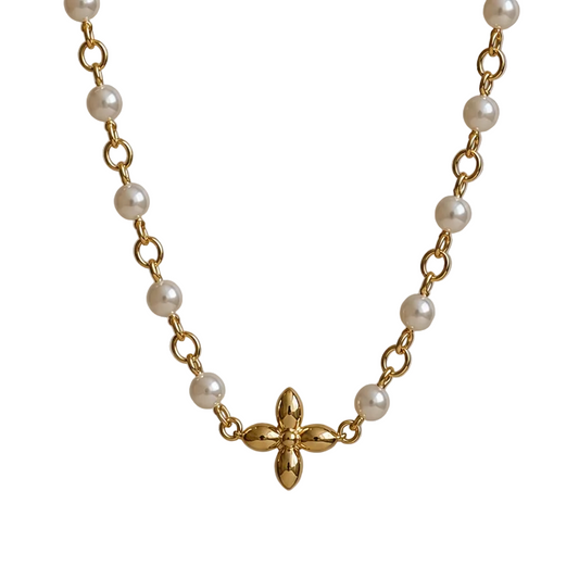 LOUIS VUITTON PEARL LOGO FLORA NECKLACE