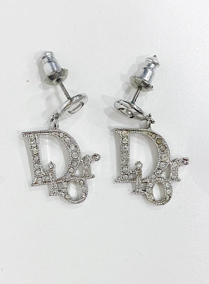 DIOR LETTER DIAMANTÉ EARRINGS