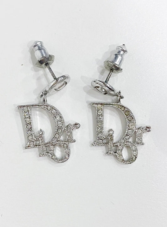 DIOR LETTER DIAMANTÉ EARRINGS