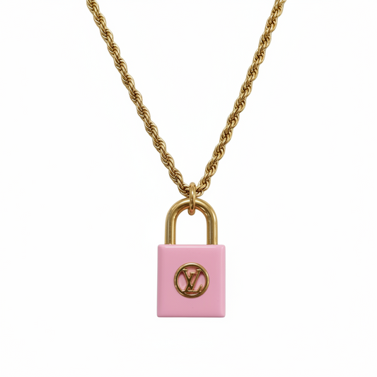 LOUIS VUITTON PINK PADLOCK ICONICS NECKLACE