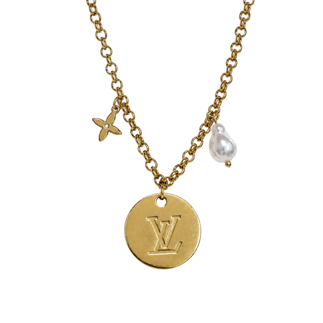 LOUIS VUITTON PEARL CHARM COIN NECKLACE (SUPER RARE)
