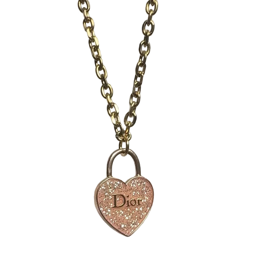 DIOR GALLIANO PEACH LARGE HEART NECKLACE (RARE)
