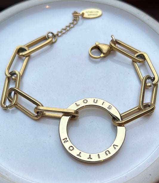 LOUIS VUITTON CLASP LOGO BRACELET