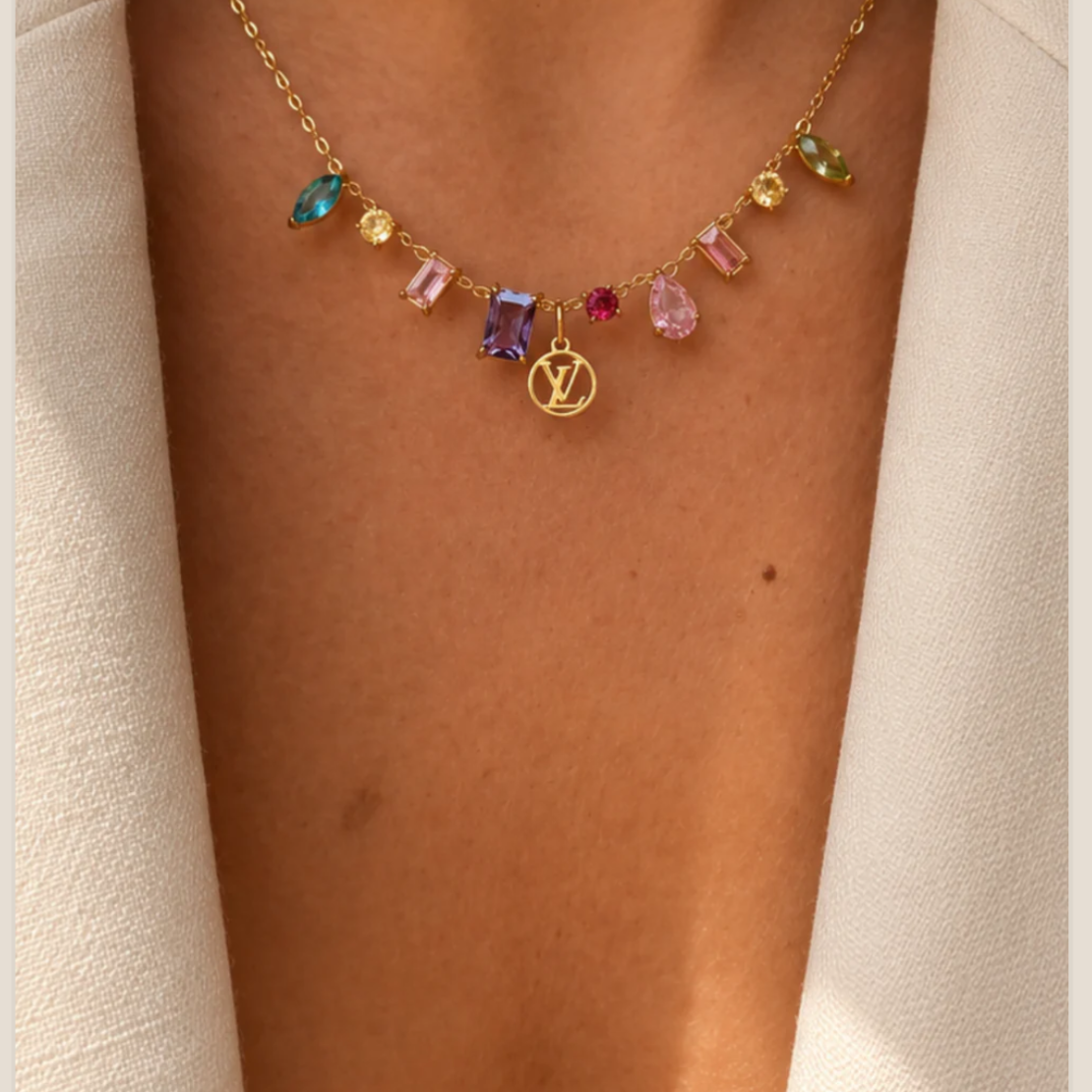 LOUIS VUITTON MINI LOGO CUBIC ZIRCONIA NECKLACE (PRE-ORDER)