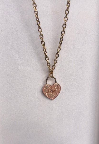 DIOR GALLIANO PEACH LARGE HEART NECKLACE (RARE)