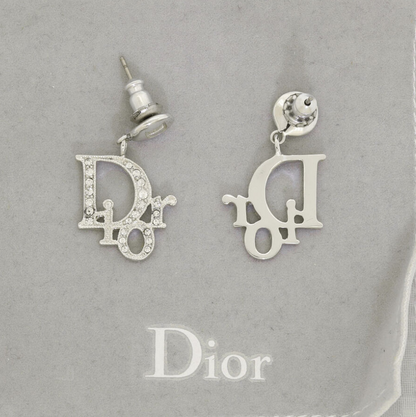 DIOR LETTER DIAMANTÉ EARRINGS