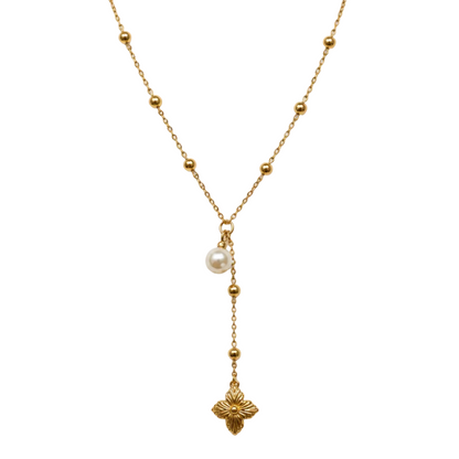 LOUIS VUITTON PEARL LARIAT FLOWER NECKLACE