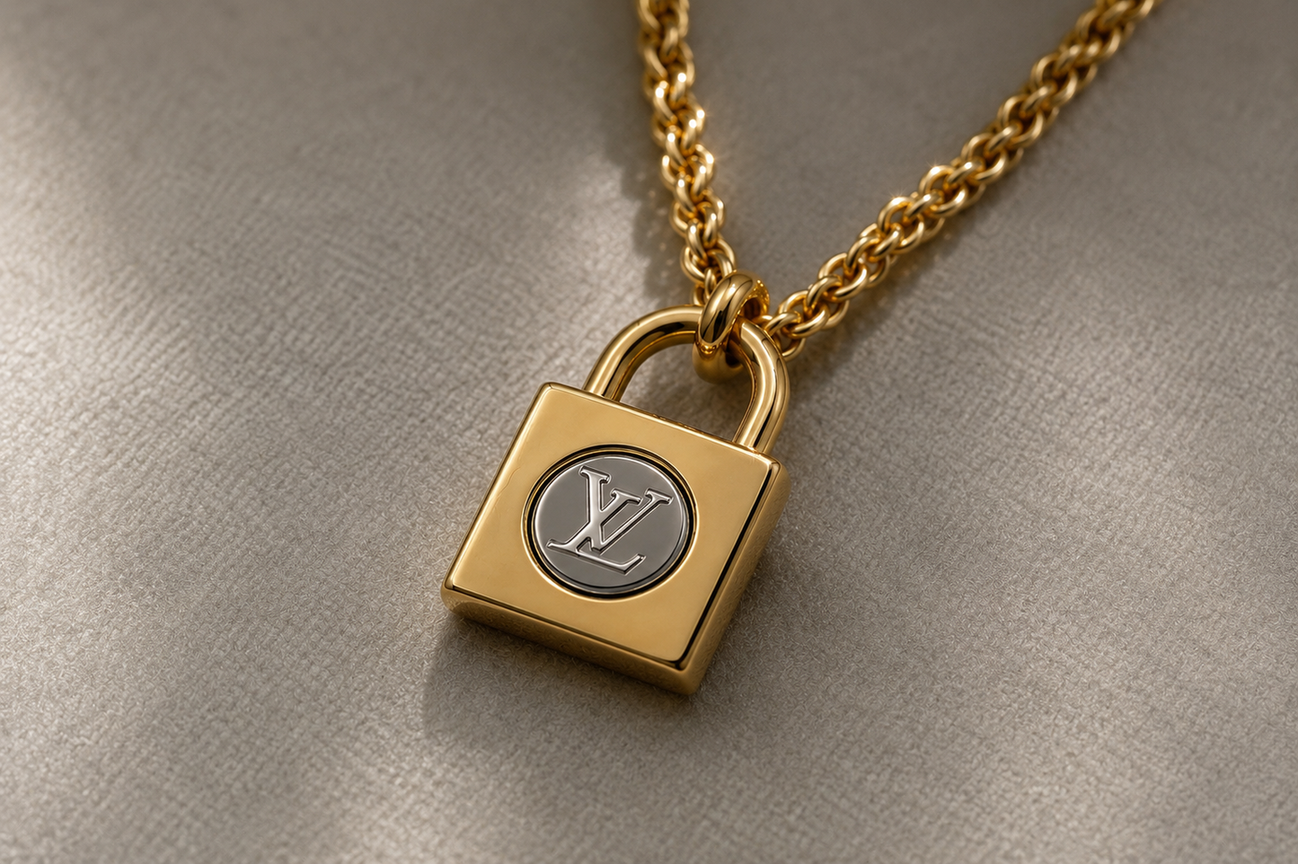 LOUIS VUITTON FLEUR DE MONOGRAM PADLOCK NECKLACE