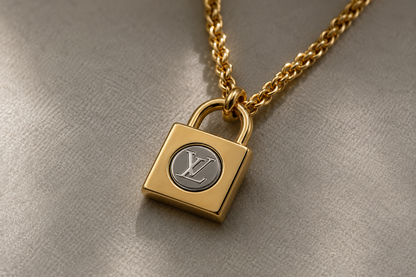 LOUIS VUITTON FLEUR DE MONOGRAM PADLOCK NECKLACE