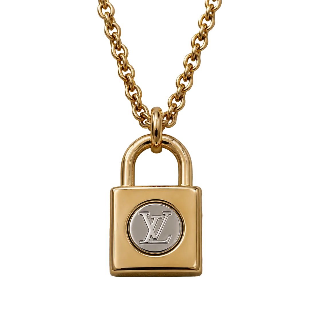 LOUIS VUITTON FLEUR DE MONOGRAM PADLOCK NECKLACE