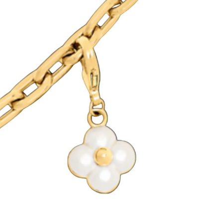 LOUIS VUITTON WHITE FLORAL DAINTY CHARM NECKLACE